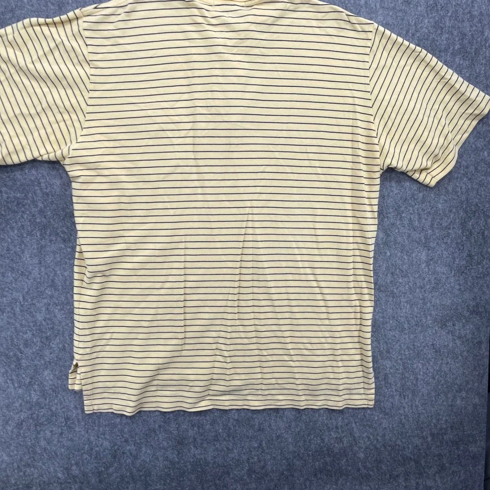 Polo Ralph Lauren Shirt Mens 2XL Yellow Striped Pocket Polo Shirt 100% Cotton